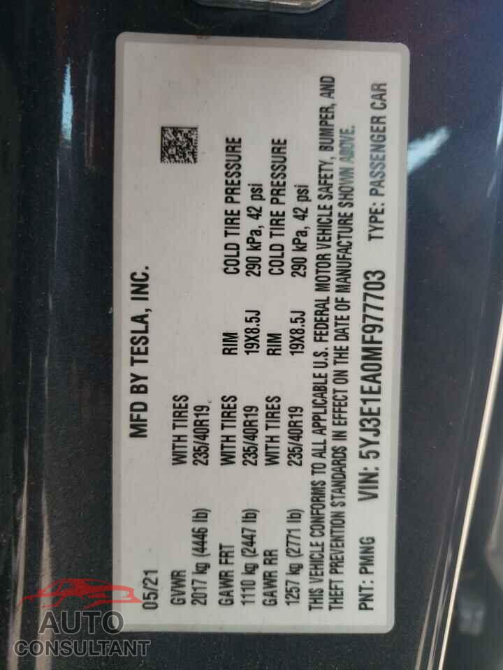 TESLA MODEL 3 2021 - 5YJ3E1EA0MF977703
