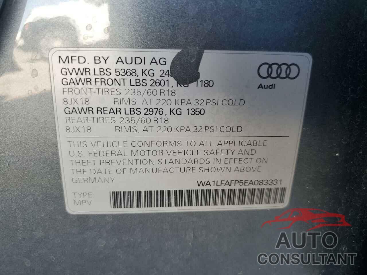 AUDI Q5 2014 - WA1LFAFP5EA083331