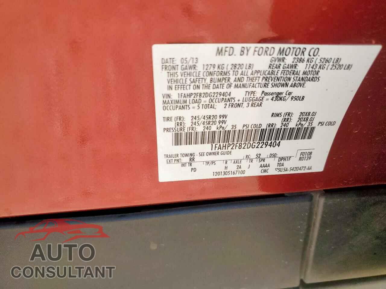 FORD TAURUS 2013 - 1FAHP2F82DG229404
