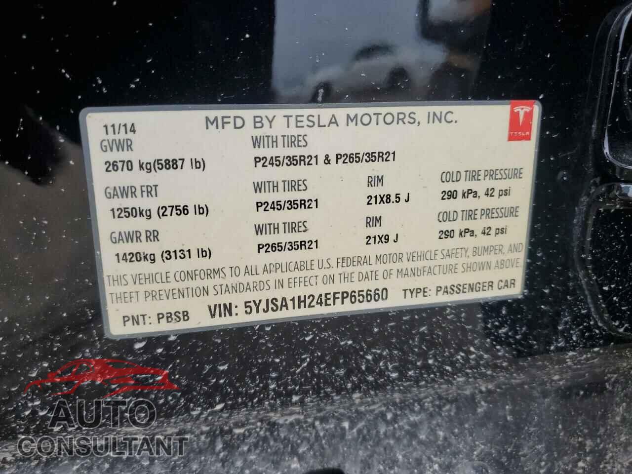 TESLA MODEL S 2014 - 5YJSA1H24EFP65660