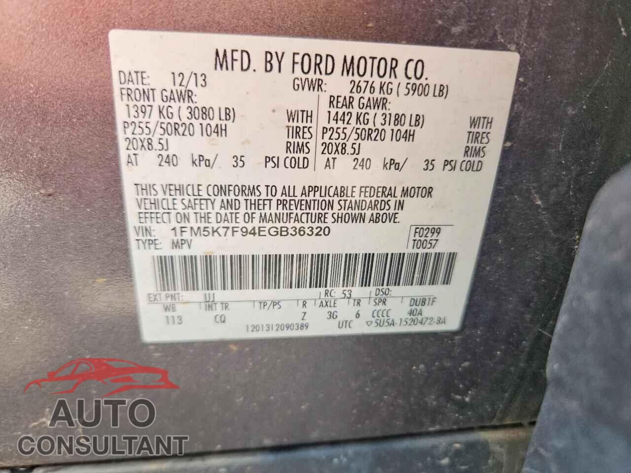 FORD EXPLORER 2014 - 1FM5K7F94EGB36320