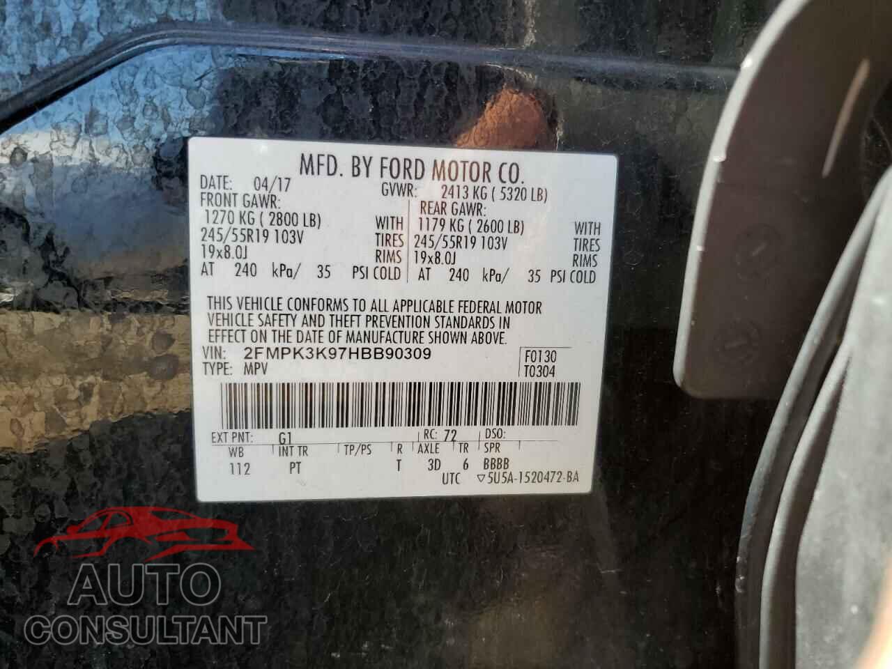 FORD EDGE 2017 - 2FMPK3K97HBB90309