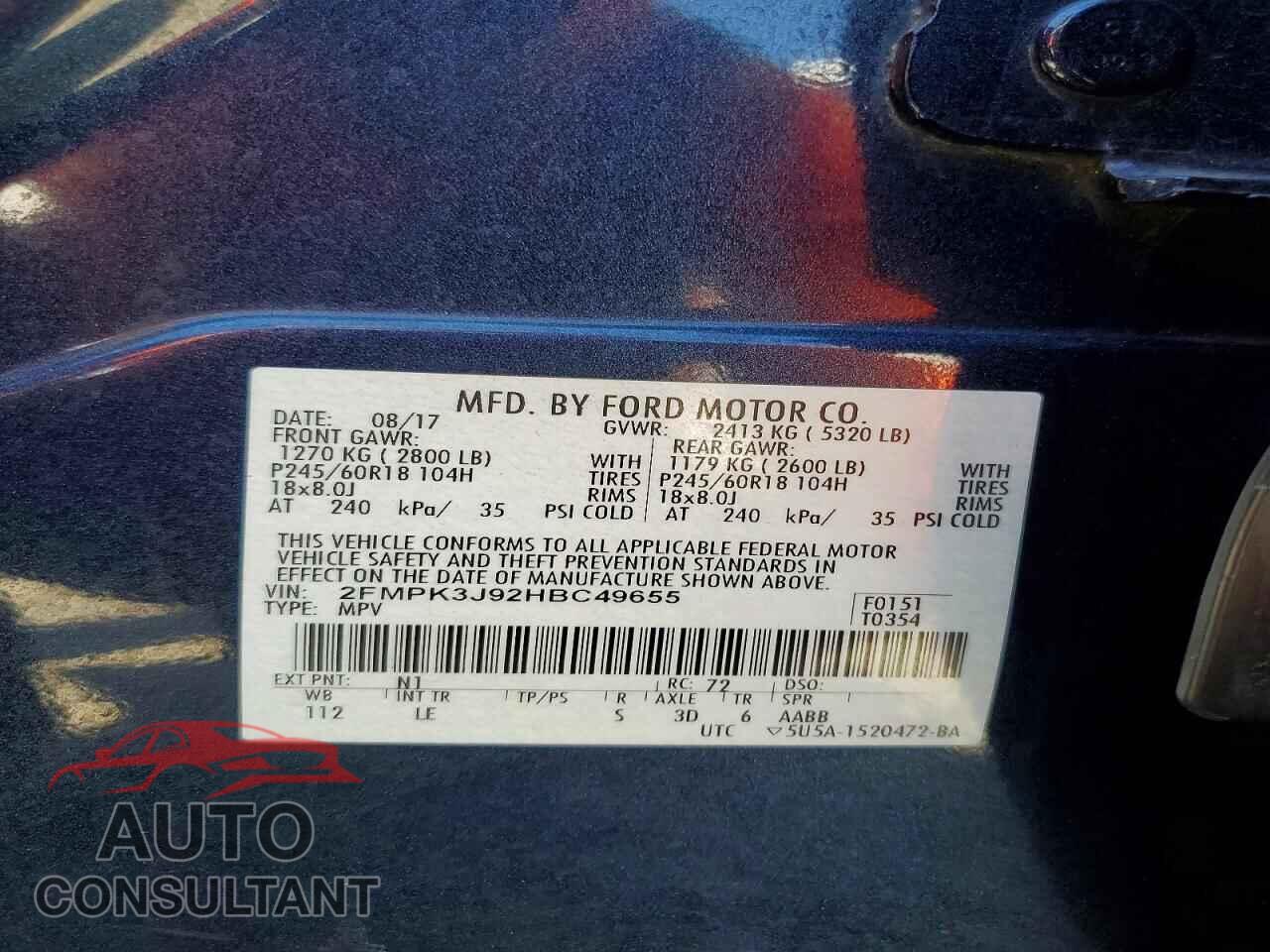 FORD EDGE 2017 - 2FMPK3J92HBC49655