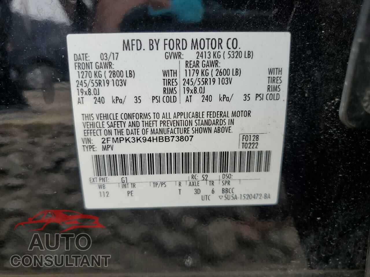 FORD EDGE 2017 - 2FMPK3K94HBB73807