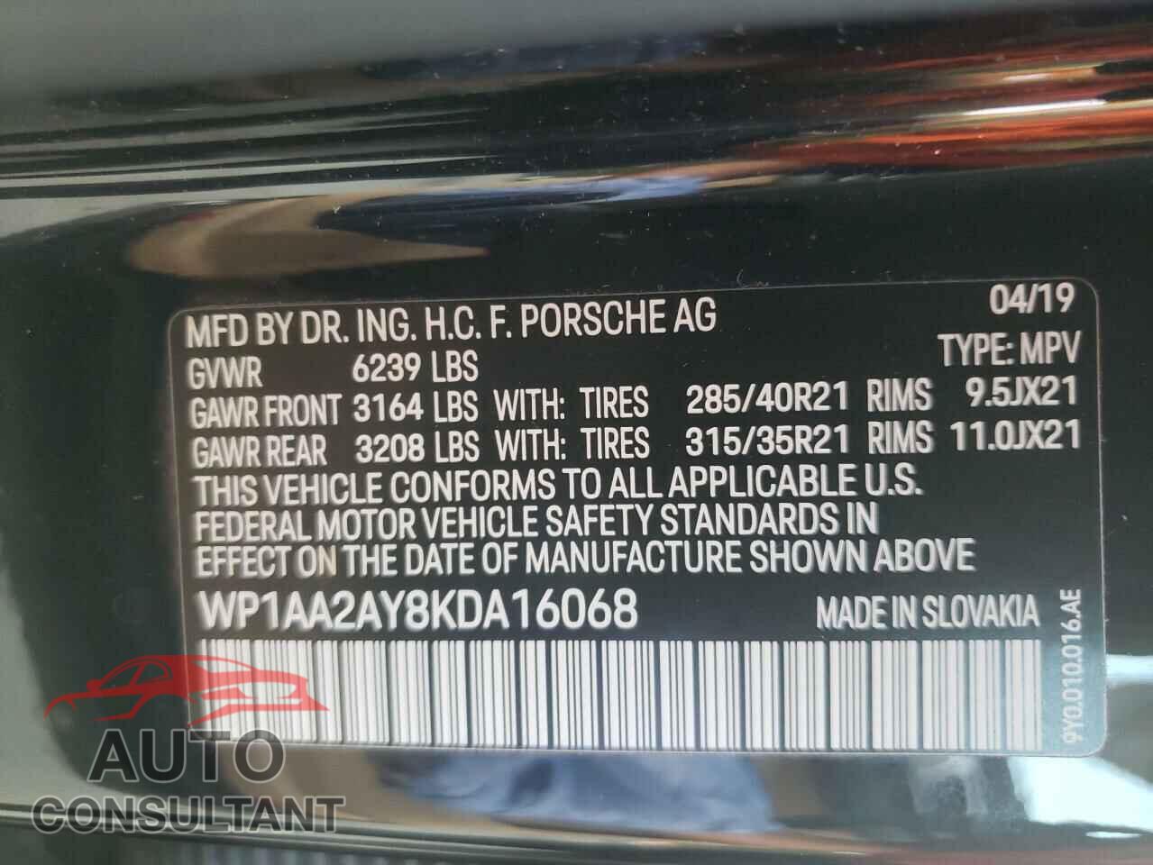 PORSCHE CAYENNE 2019 - WP1AA2AY8KDA16068