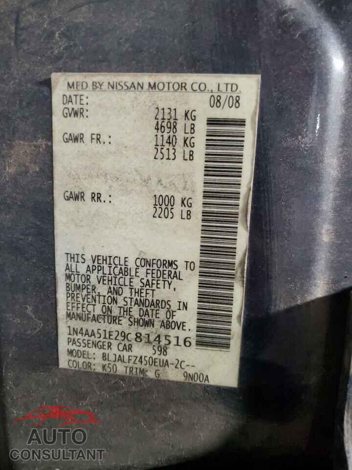 NISSAN MAXIMA 2009 - 1N4AA51E29C814516