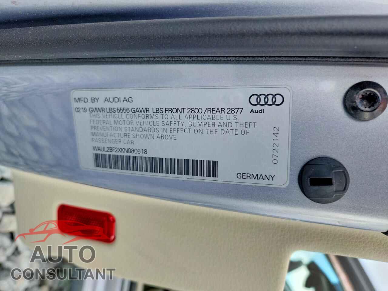 AUDI A6 2019 - WAUL2BF2XKN080518