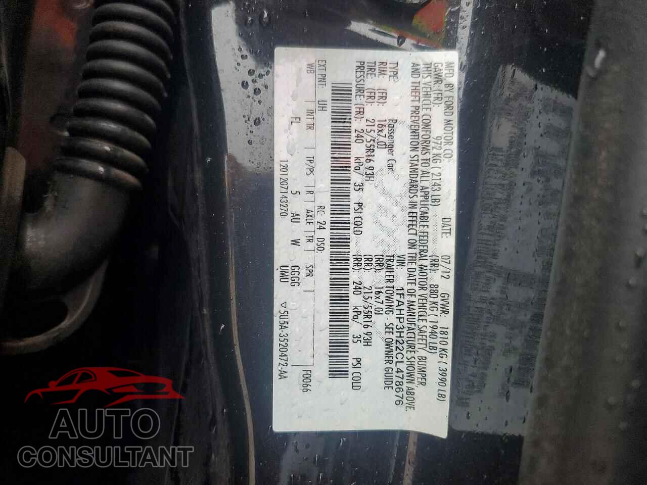 FORD FOCUS 2012 - 1FAHP3H22CL478676