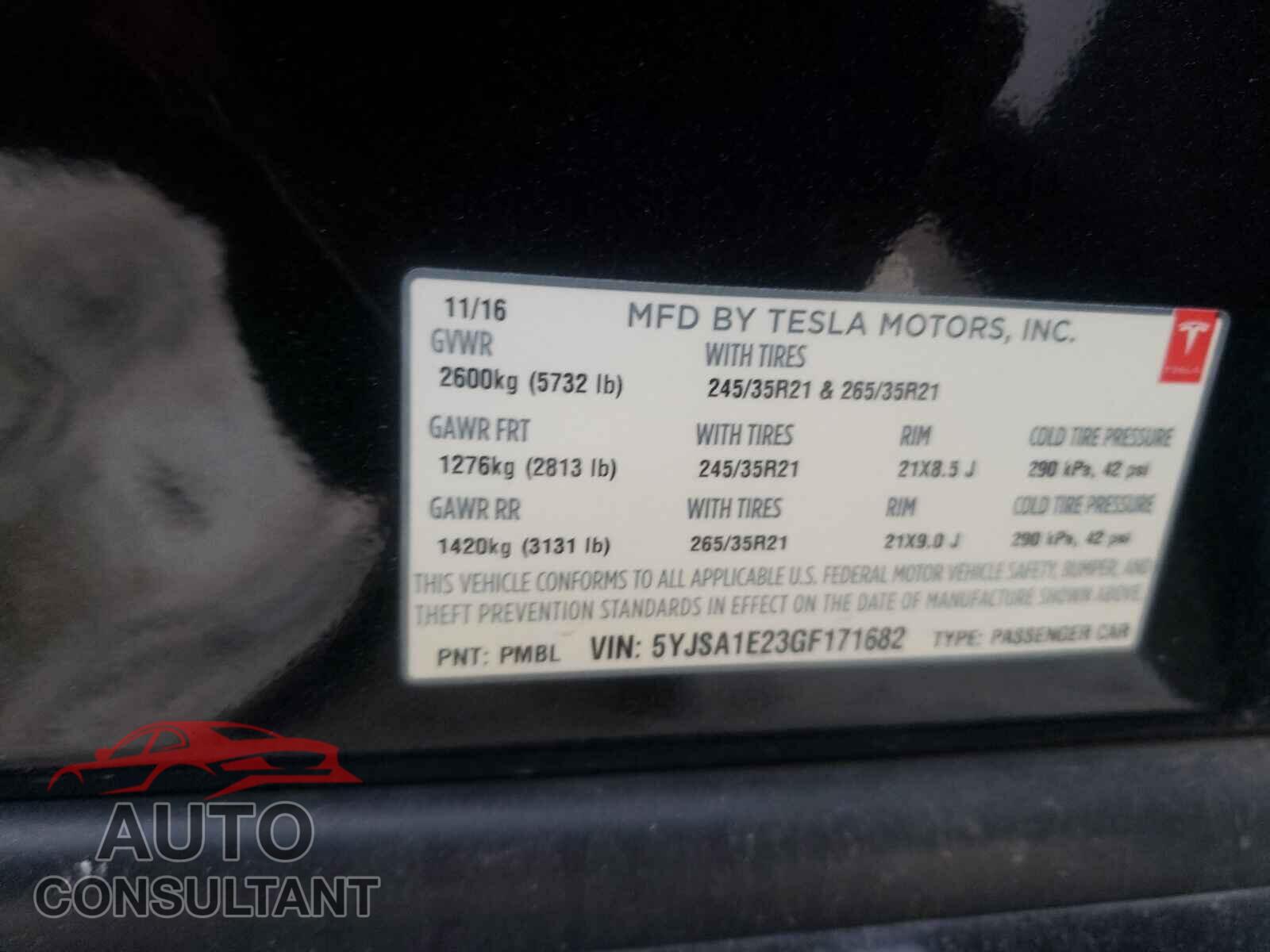 TESLA MODEL S 2016 - 5YJSA1E23GF171682
