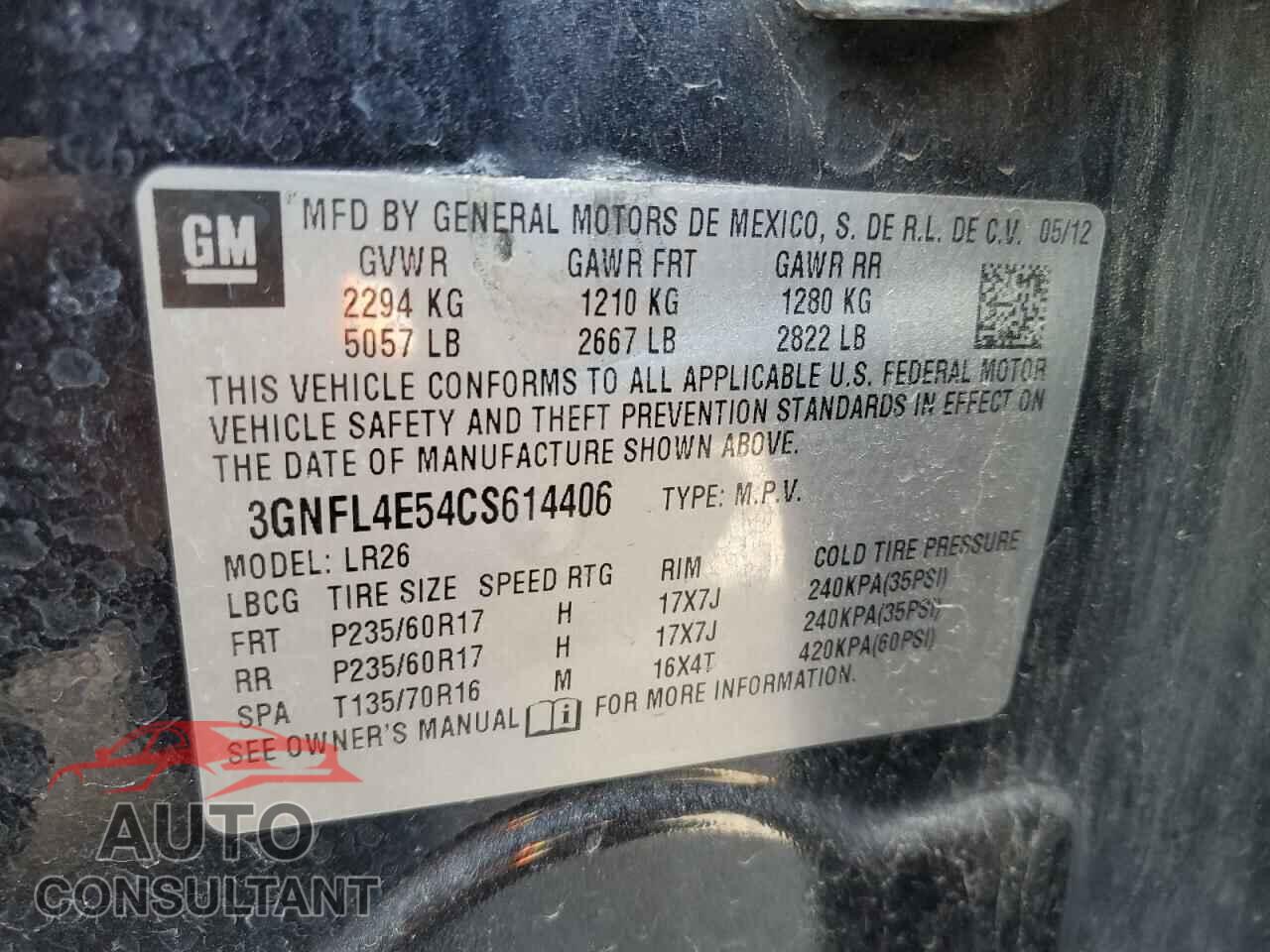 CHEVROLET CAPTIVA 2012 - 3GNFL4E54CS614406