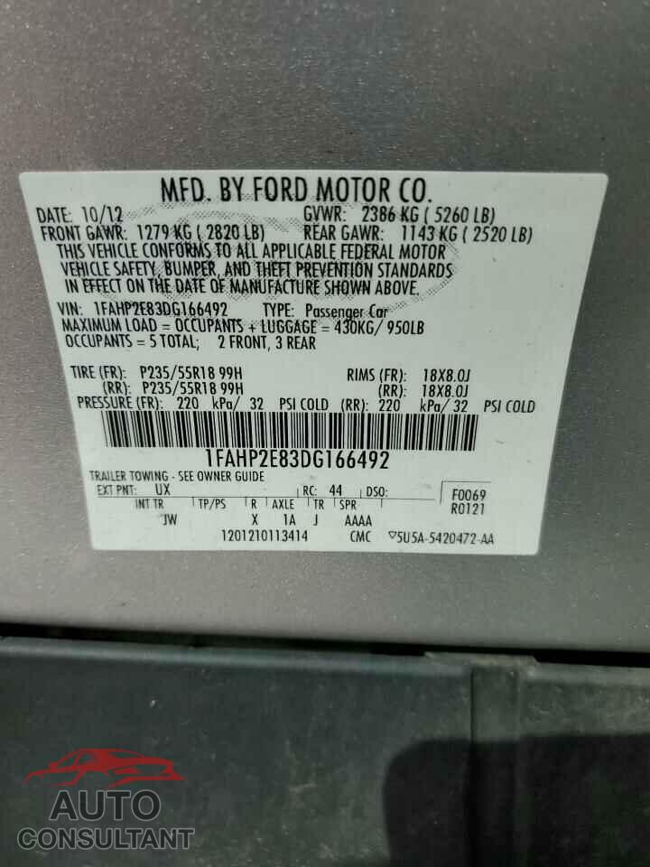 FORD TAURUS 2013 - 1FAHP2E83DG166492