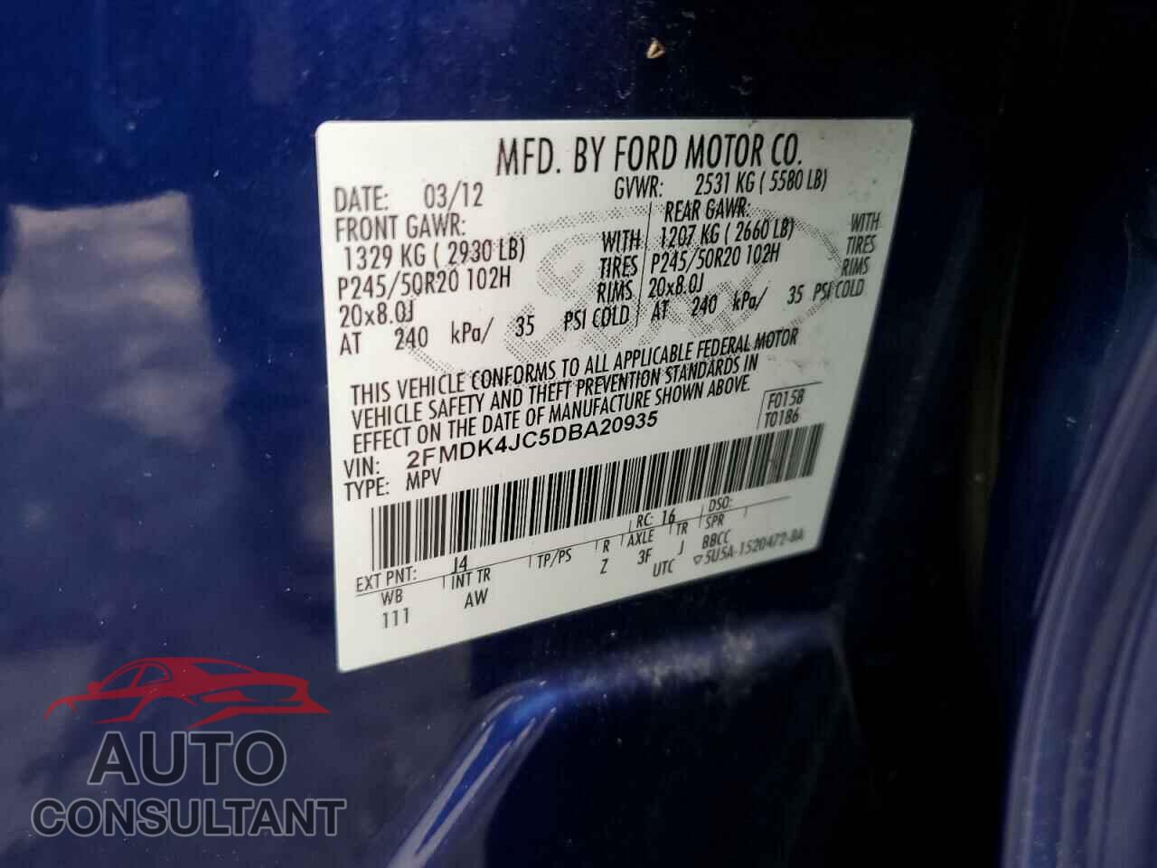 FORD EDGE 2013 - 2FMDK4JC5DBA20935