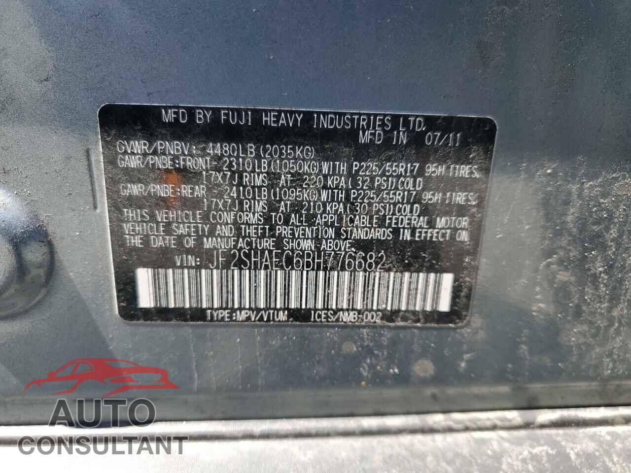SUBARU FORESTER 2011 - JF2SHAEC6BH776682