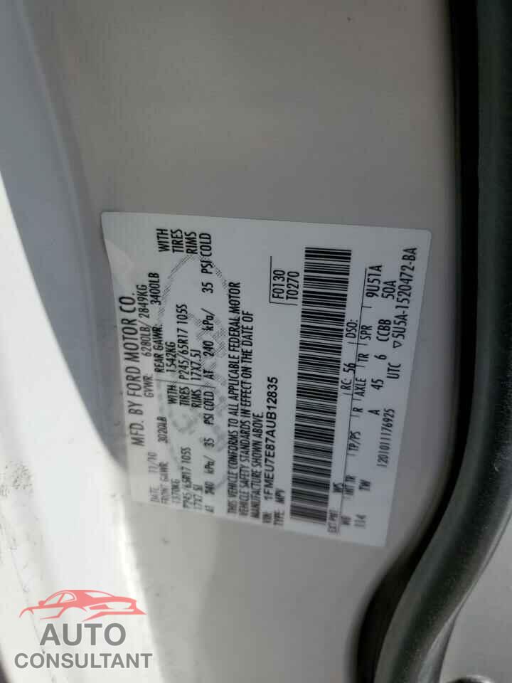 FORD EXPLORER 2010 - 1FMEU7E87AUB12835