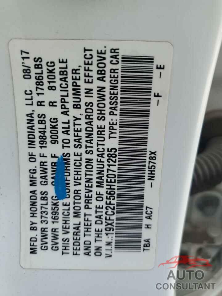 HONDA CIVIC 2017 - 19XFC2F56HE071285