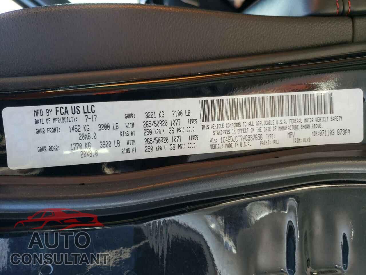 DODGE DURANGO 2017 - 1C4SDJCT7HC937656