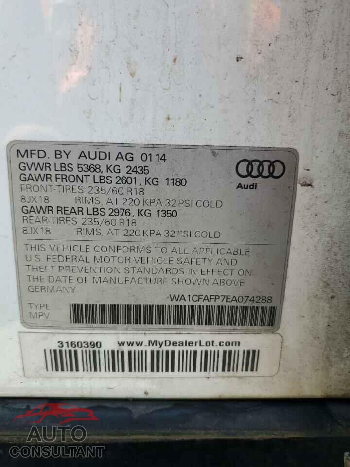 AUDI Q5 2014 - WA1CFAFP7EA074288