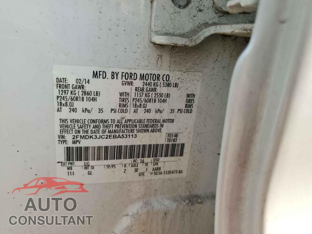FORD EDGE 2014 - 2FMDK3JC2EBA53113