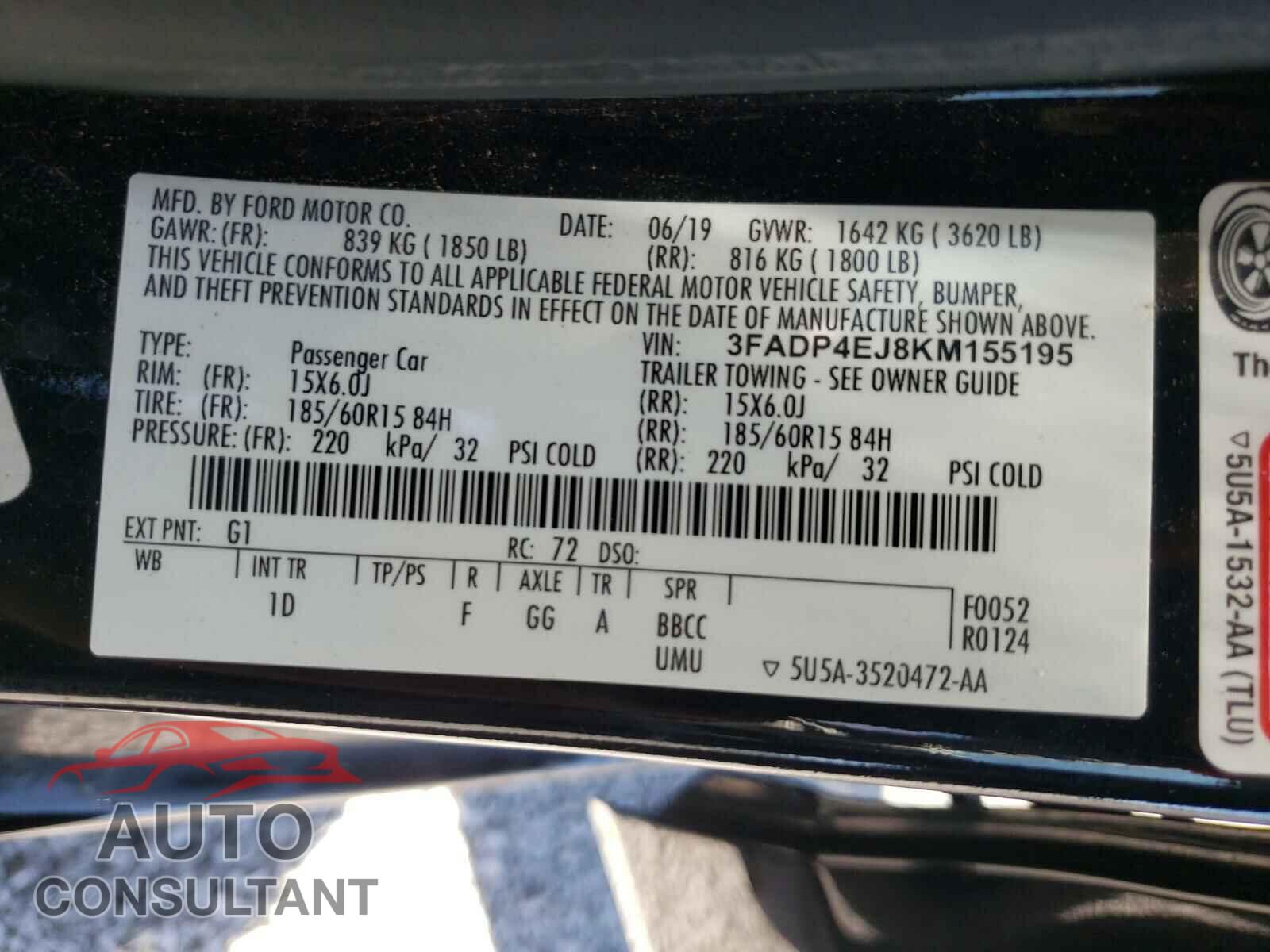 FORD FIESTA 2019 - 3FADP4EJ8KM155195