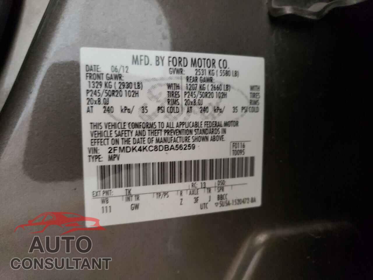 FORD EDGE 2013 - 2FMDK4KC8DBA56259