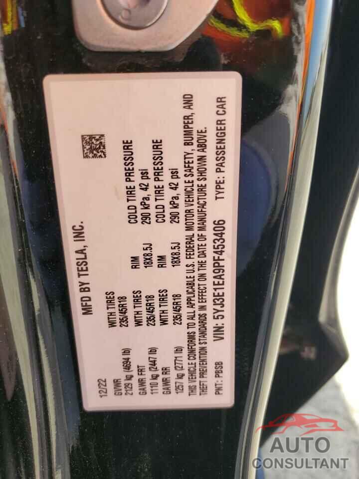 TESLA MODEL 3 2023 - 5YJ3E1EA9PF453406