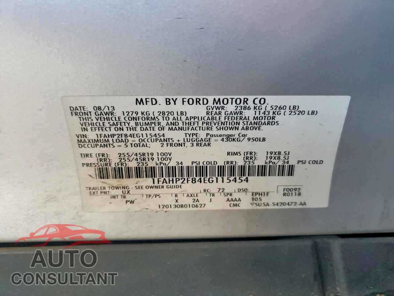 FORD TAURUS 2014 - 1FAHP2F84EG115454