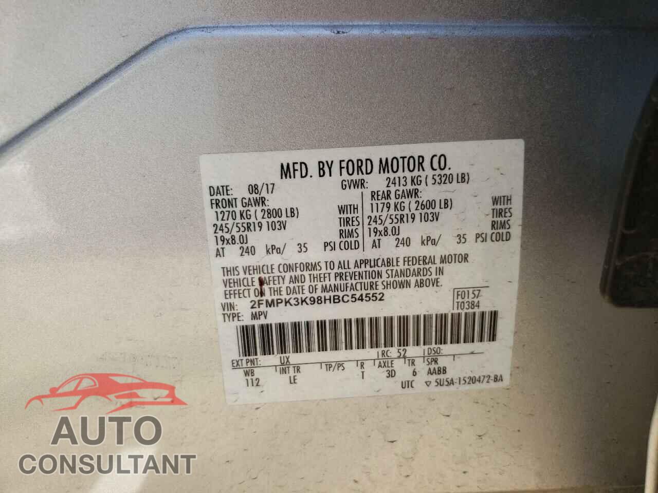 FORD EDGE 2017 - 2FMPK3K98HBC54552