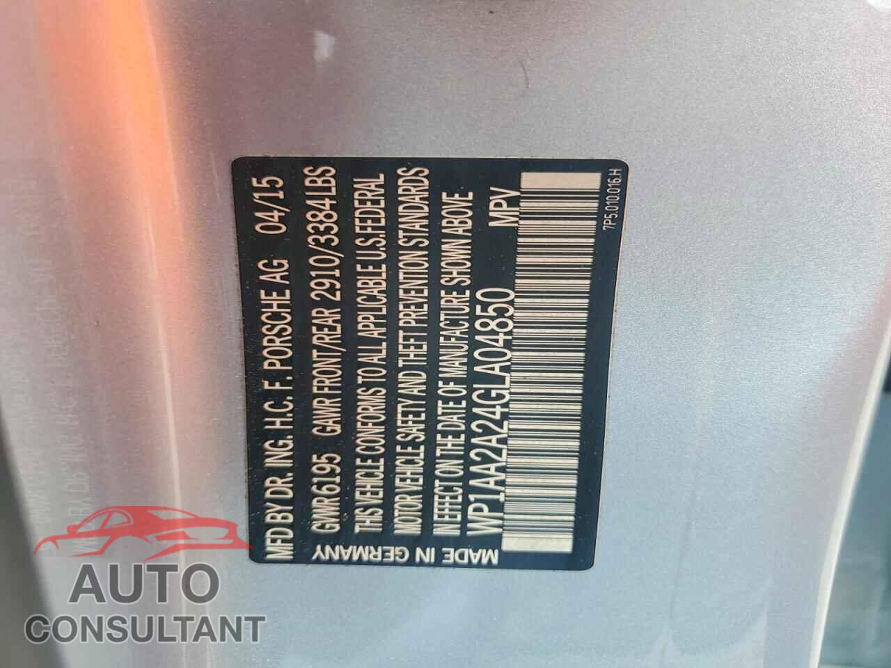 PORSCHE CAYENNE 2016 - WP1AA2A24GLA04850
