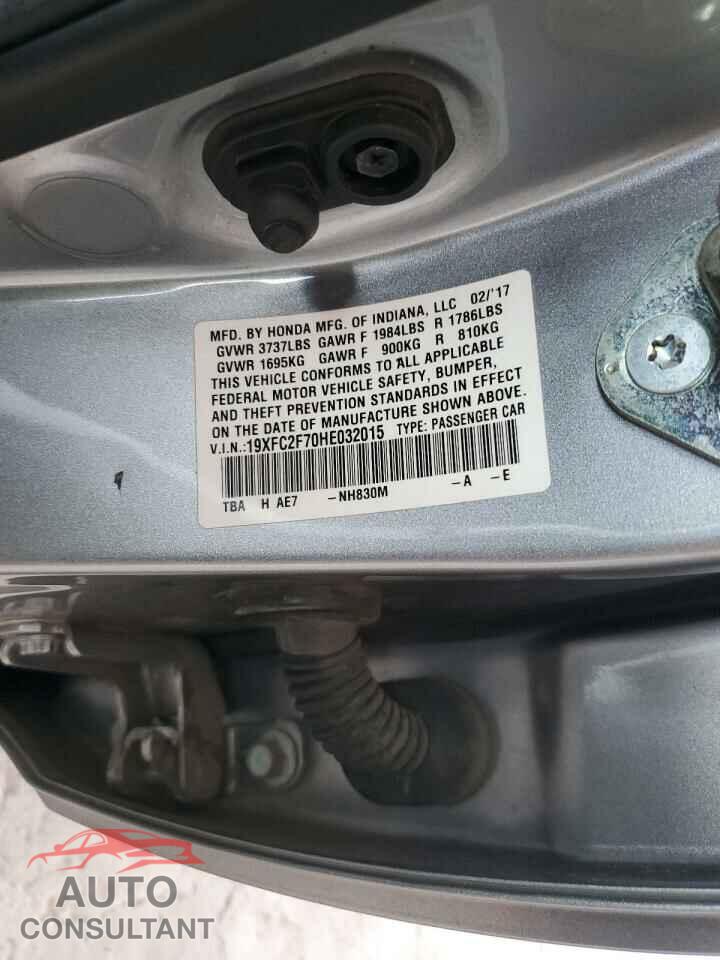 HONDA CIVIC 2017 - 19XFC2F70HE032015