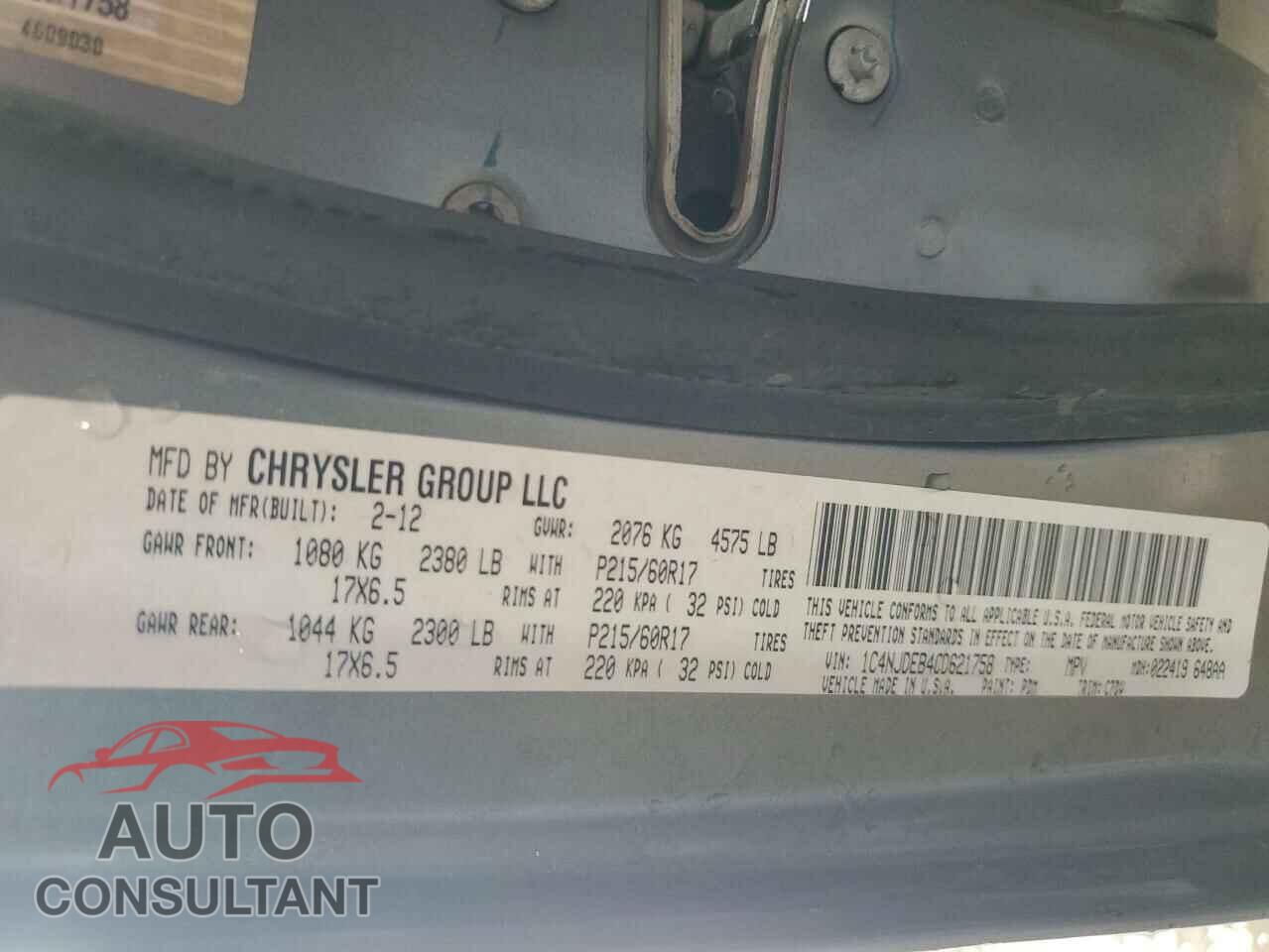 JEEP COMPASS 2012 - 1C4NJDEB4CD621758