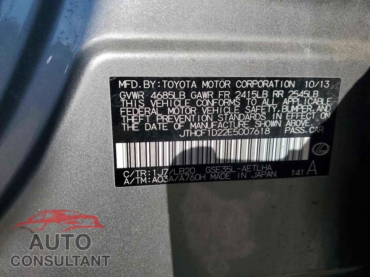 LEXUS IS 2014 - JTHCF1D22E5007618