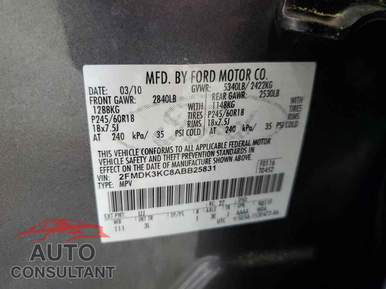 FORD EDGE 2010 - 2FMDK3KC8ABB25831