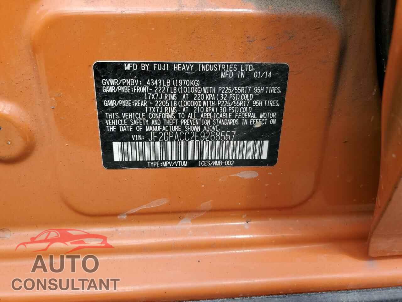 SUBARU XV 2014 - JF2GPACC2E9268557