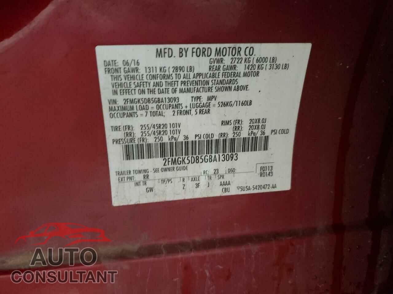 FORD FLEX 2016 - 2FMGK5D85GBA13093