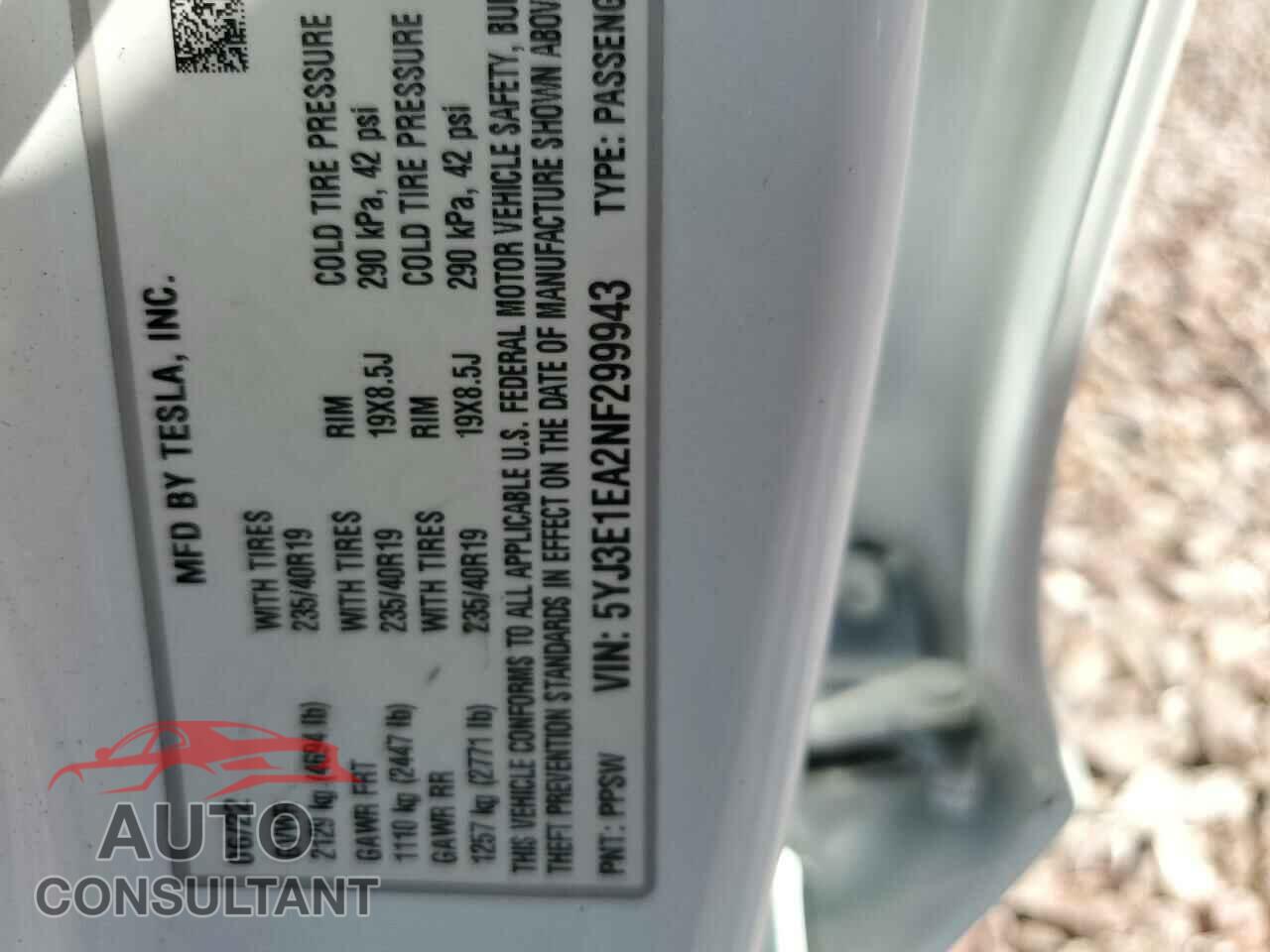TESLA MODEL 3 2022 - 5YJ3E1EA2NF299943