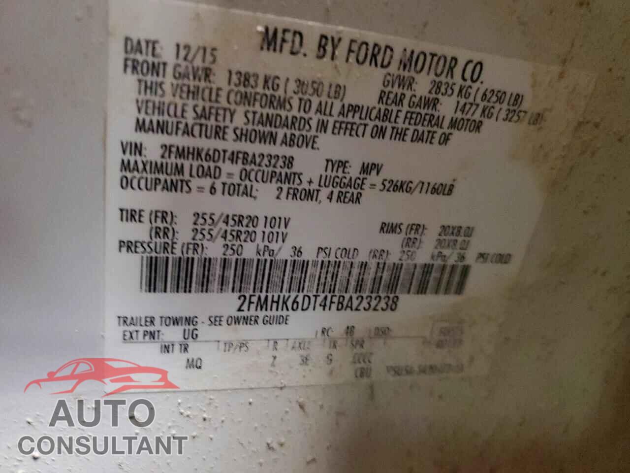 FORD FLEX 2015 - 2FMHK6DT4FBA23238