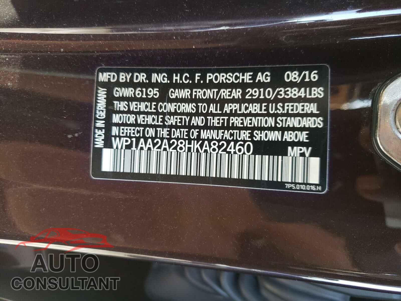 PORSCHE CAYENNE 2017 - WP1AA2A28HKA82460