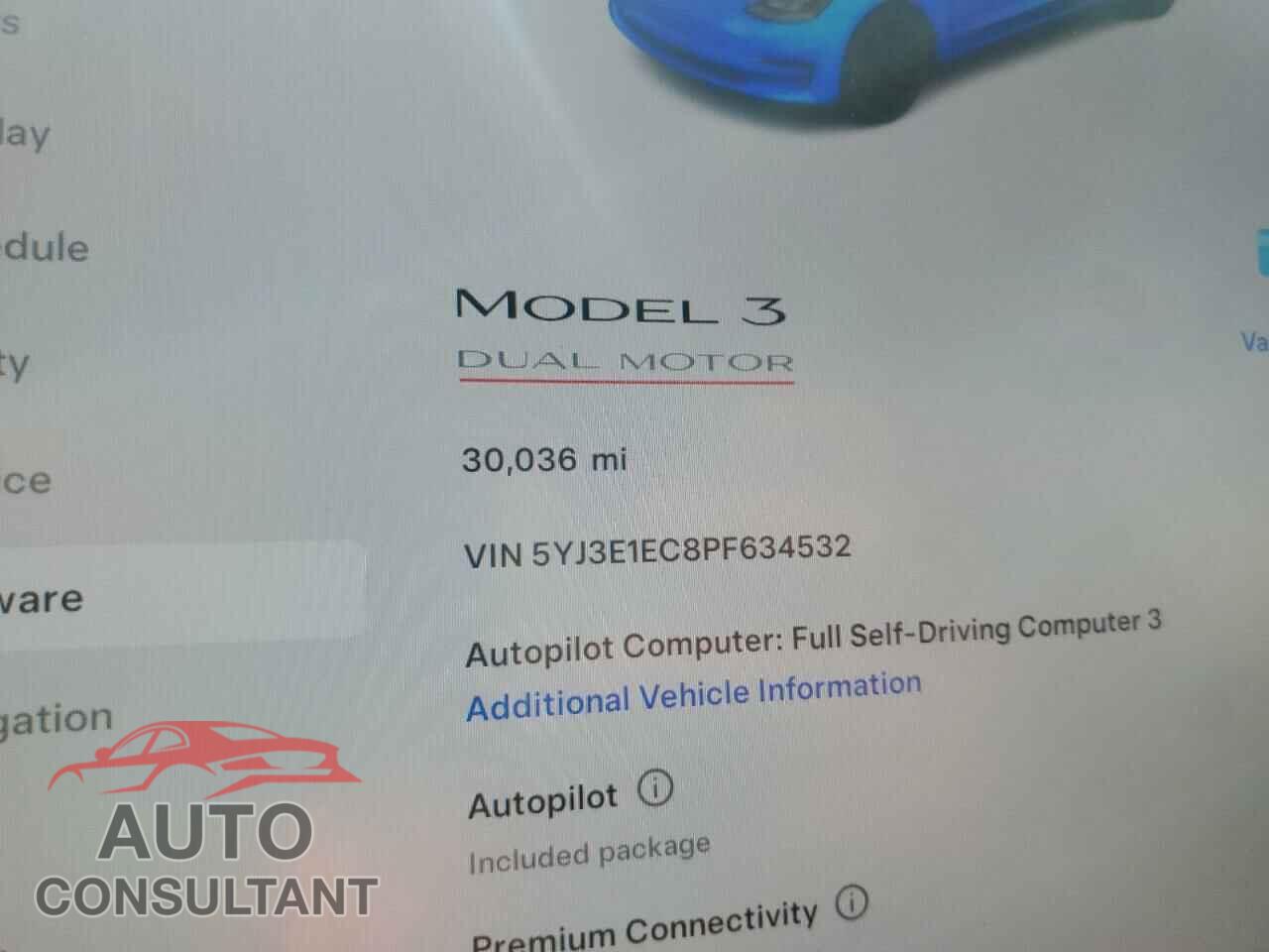 TESLA MODEL 3 2023 - 5YJ3E1EC8PF634532
