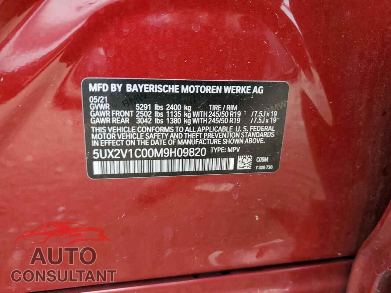BMW X4 2021 - 5UX2V1C00M9H09820