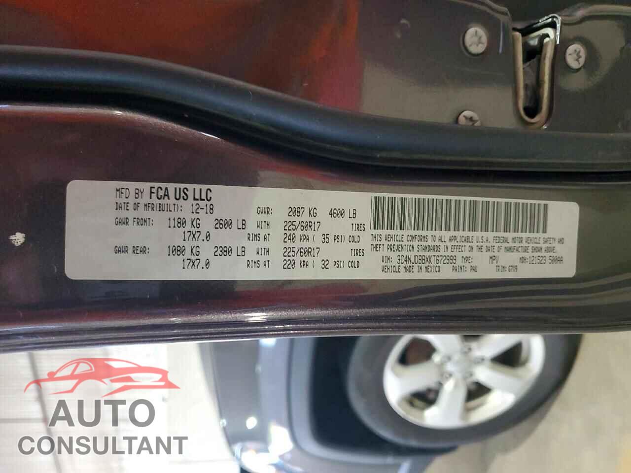 JEEP COMPASS 2019 - 3C4NJDBBXKT672999
