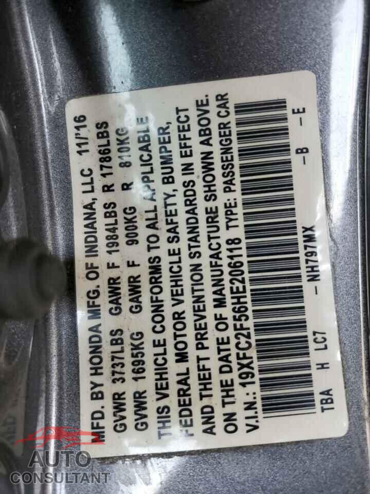 HONDA CIVIC 2017 - 19XFC2F56HE206118
