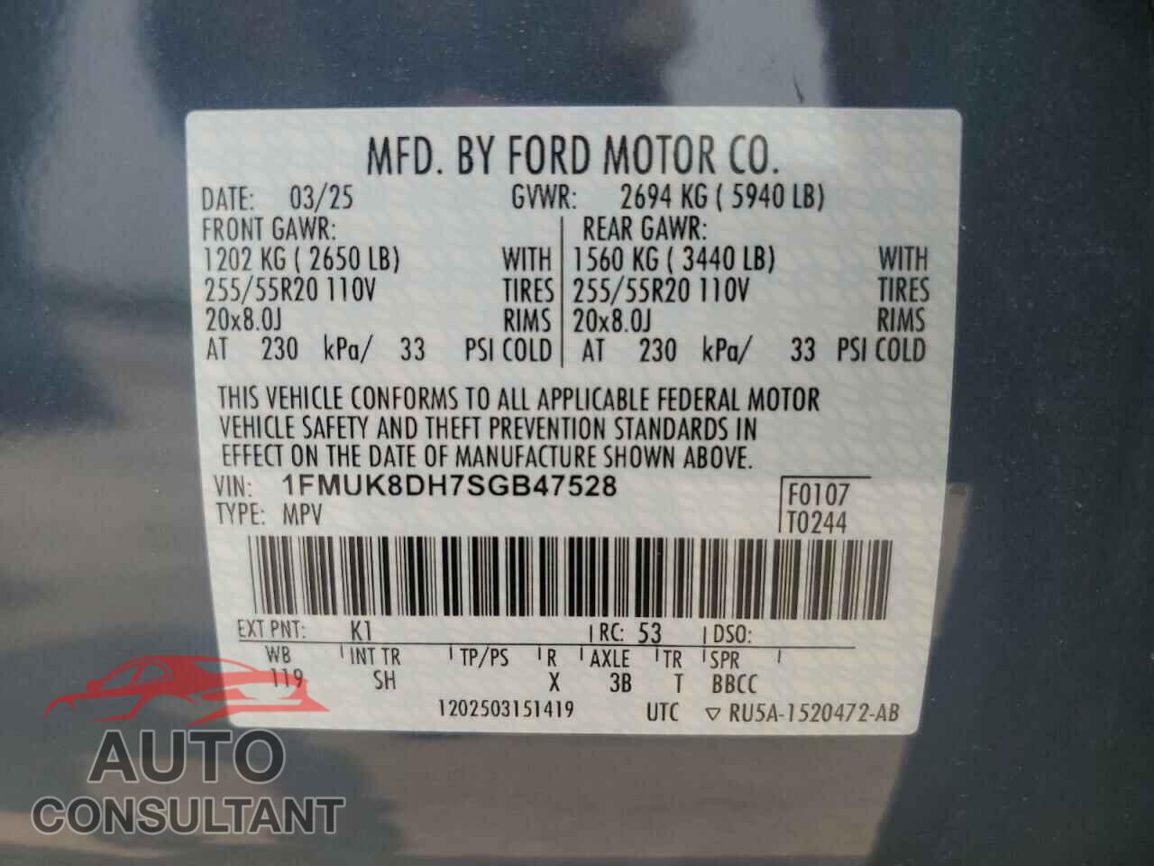 FORD EXPLORER A 2025 - 1FMUK8DH7SGB47528