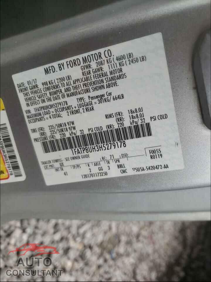FORD MUSTANG 2017 - 1FATP8UH3H5279178