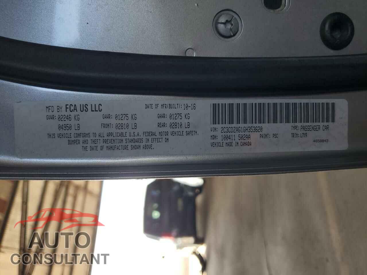 DODGE CHALLENGER 2016 - 2C3CDZAG1GH353620