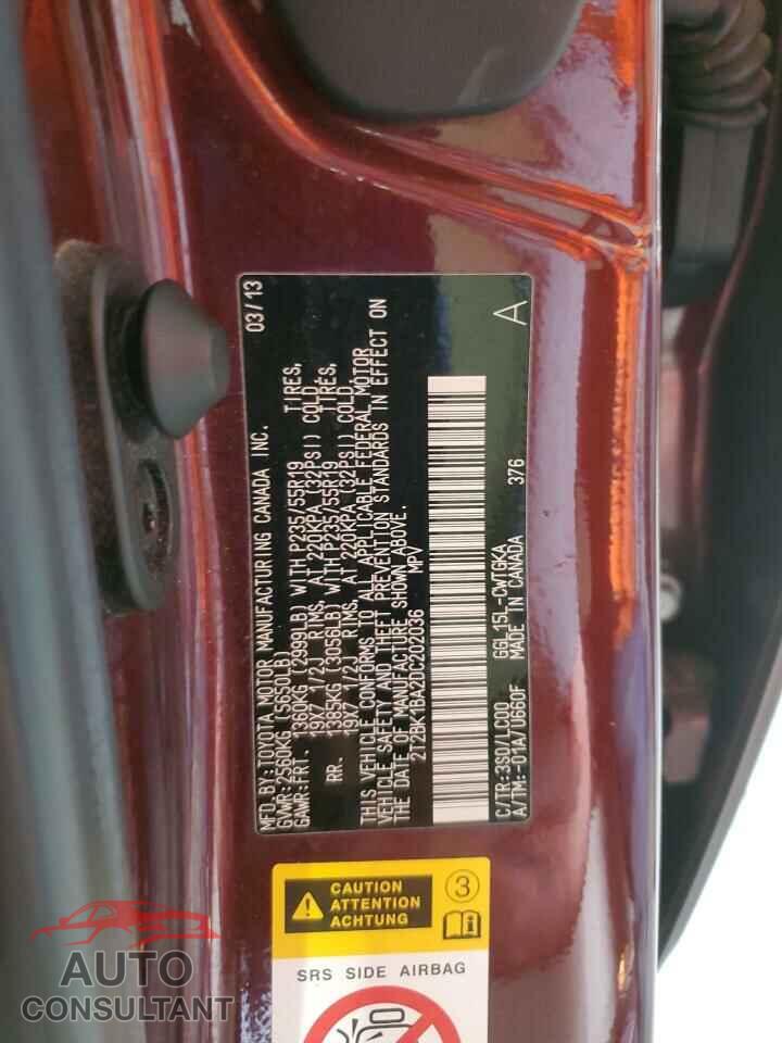 LEXUS RX350 2013 - 2T2BK1BA2DC202036
