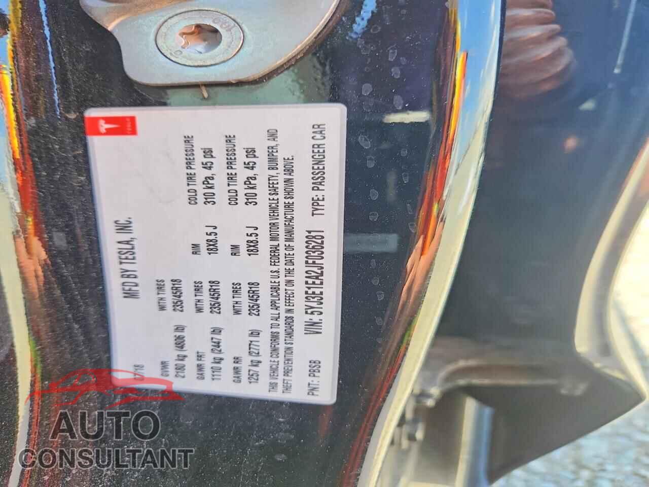 TESLA MODEL 3 2018 - 5YJ3E1EA2JF036281