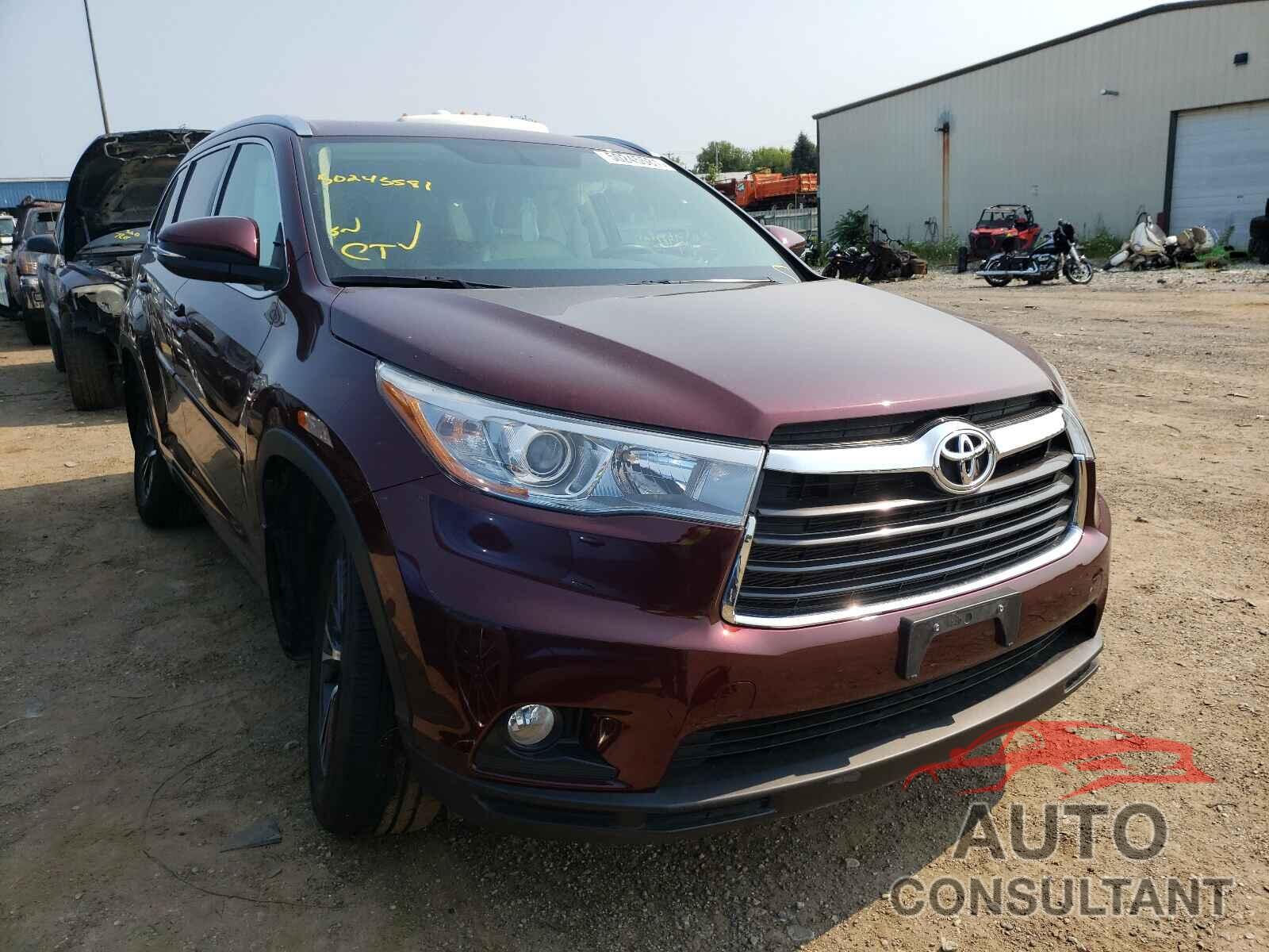 TOYOTA HIGHLANDER 2016 - 5TDJKRFH9GS334504