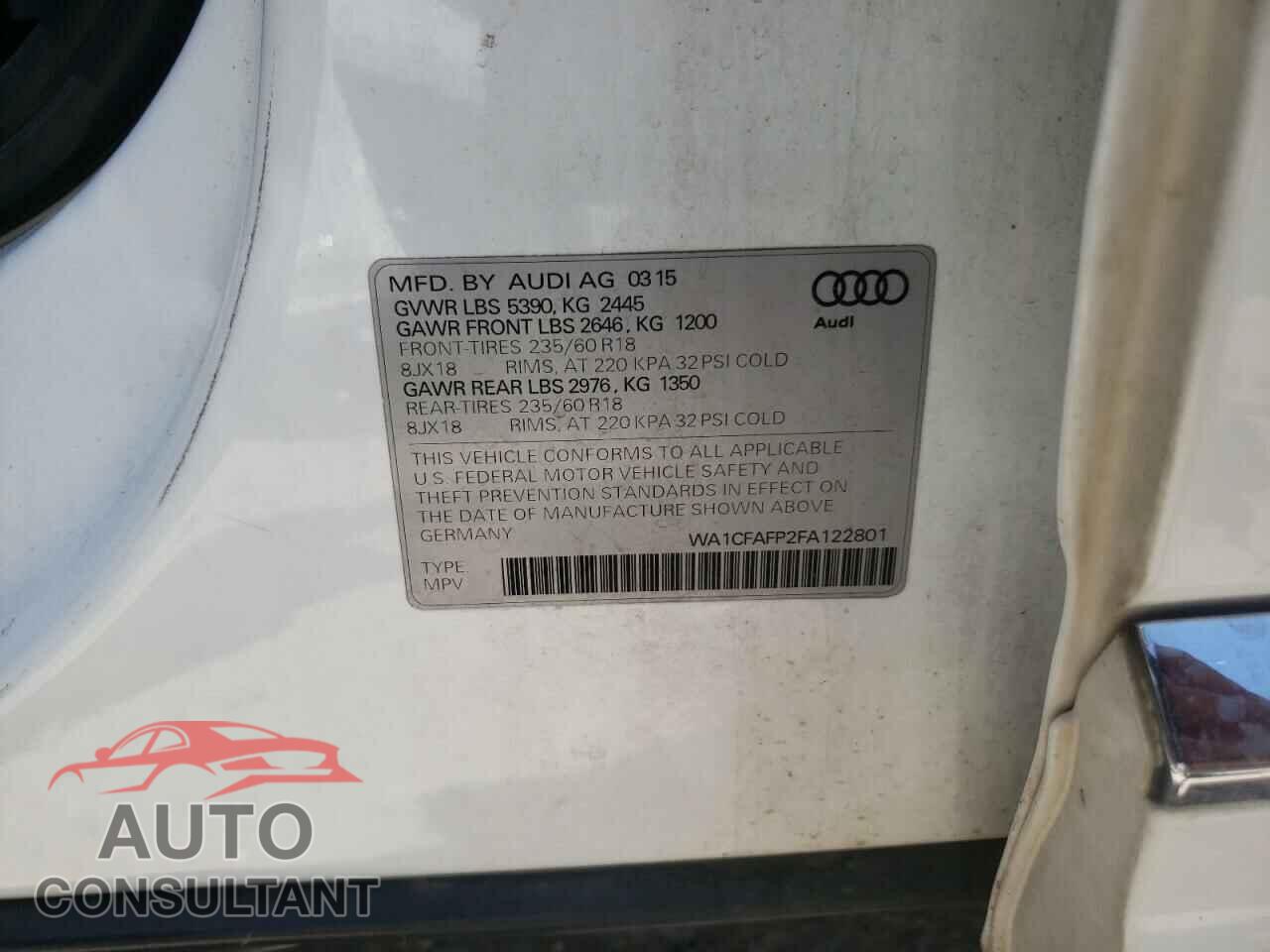 AUDI Q5 2015 - WA1CFAFP2FA122801