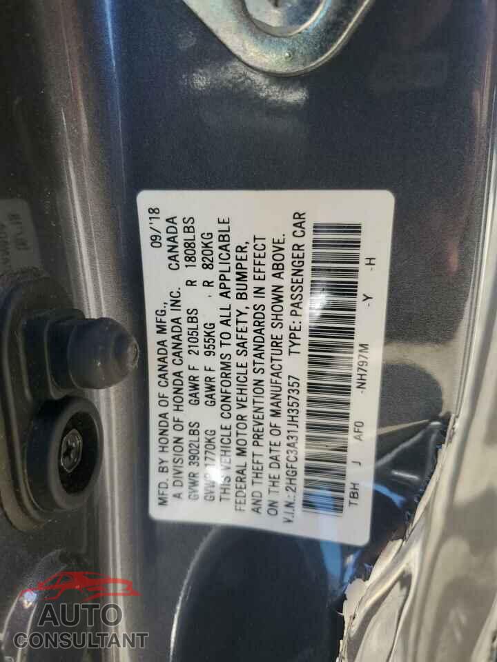 HONDA CIVIC 2018 - 2HGFC3A31JH357357
