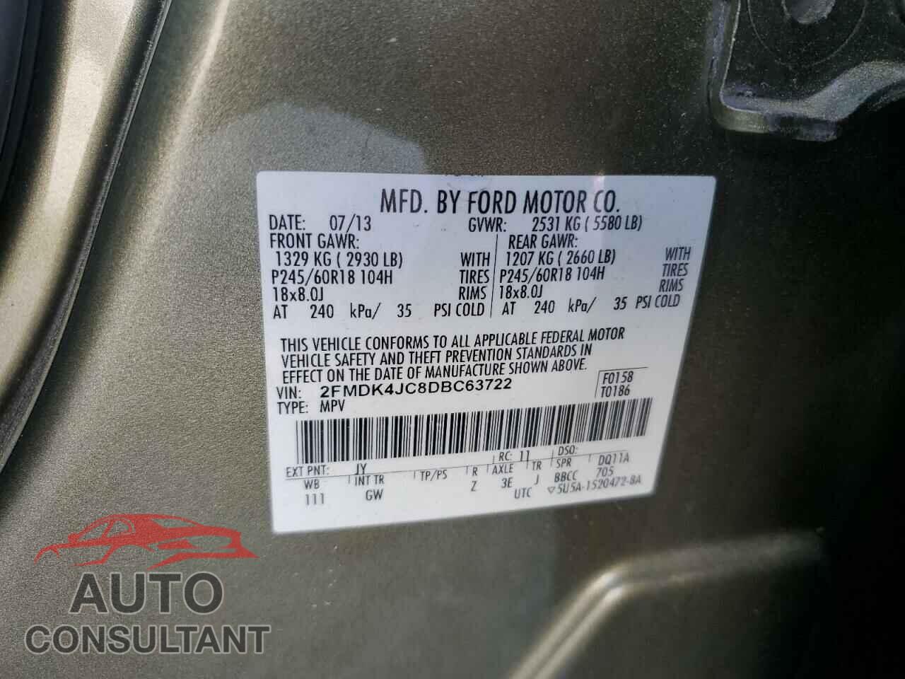 FORD EDGE 2013 - 2FMDK4JC8DBC63722